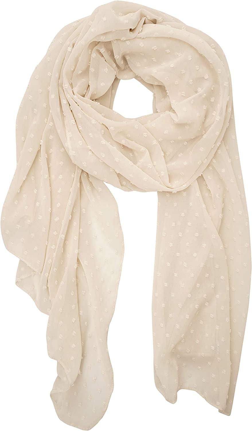 YOUR SMILE Ladies/Women'S Lightweight Solid Color Pearl Chiffon Long Shawl Scarf for Spring Summer Fall Apparel & Accessories > Clothing Accessories > Scarves & Shawls YOUR SMILE Ivory  