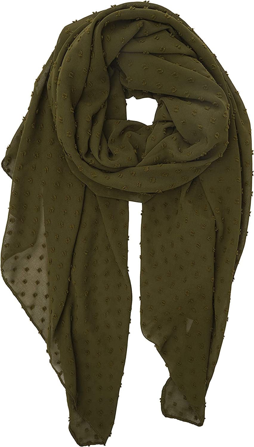 YOUR SMILE Ladies/Women'S Lightweight Solid Color Pearl Chiffon Long Shawl Scarf for Spring Summer Fall Apparel & Accessories > Clothing Accessories > Scarves & Shawls YOUR SMILE Olive  
