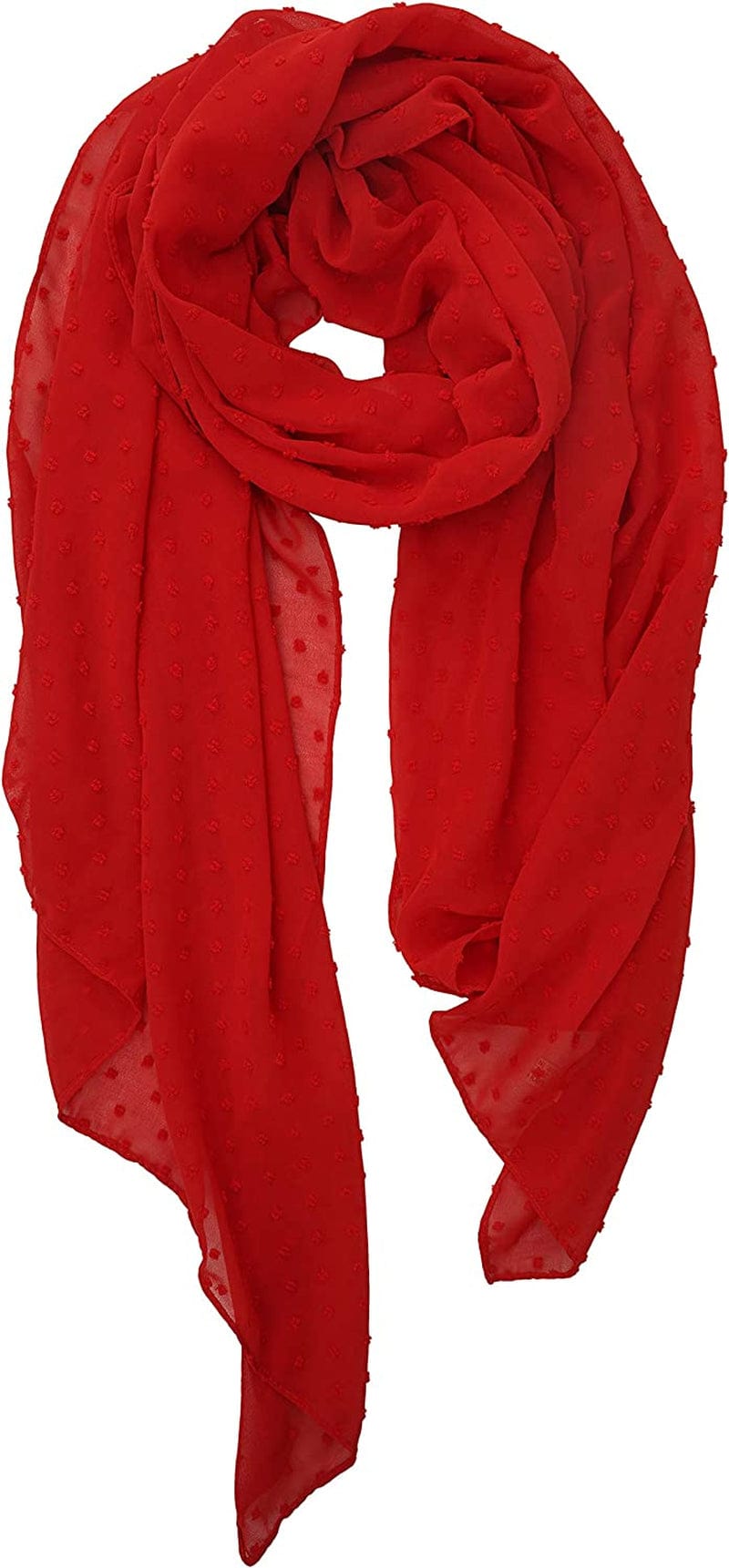 YOUR SMILE Ladies/Women'S Lightweight Solid Color Pearl Chiffon Long Shawl Scarf for Spring Summer Fall Apparel & Accessories > Clothing Accessories > Scarves & Shawls YOUR SMILE Red  