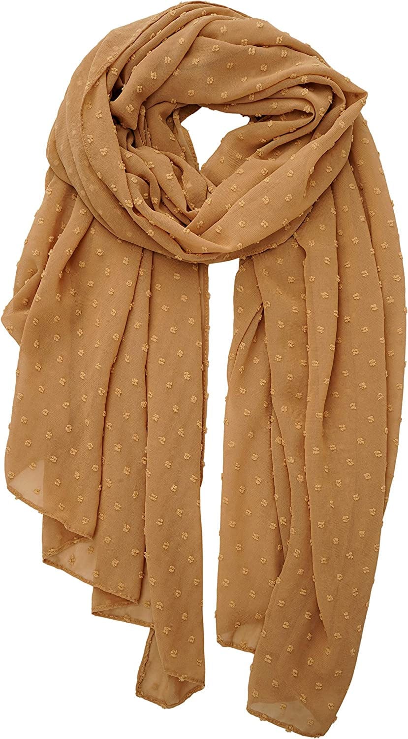 YOUR SMILE Ladies/Women'S Lightweight Solid Color Pearl Chiffon Long Shawl Scarf for Spring Summer Fall Apparel & Accessories > Clothing Accessories > Scarves & Shawls YOUR SMILE Khaki  