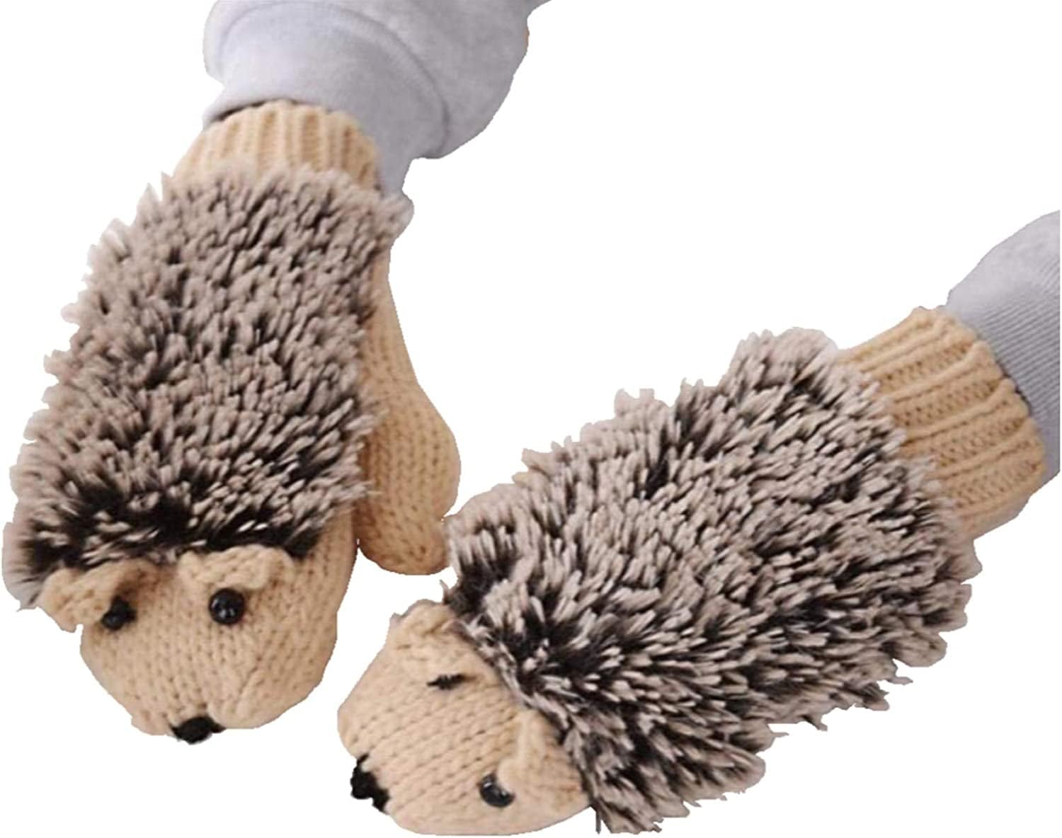 Youzi Women'S Cartoon Hedgehog Winter Cotton Gloves Girls' Thick Mittens Apparel & Accessories > Clothing Accessories > Gloves & Mittens YouZi Khaki  