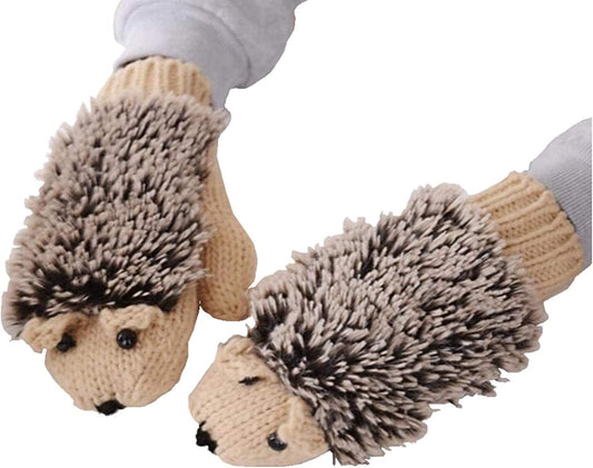 Youzi Women'S Cartoon Hedgehog Winter Cotton Gloves Girls' Thick Mittens Apparel & Accessories > Clothing Accessories > Gloves & Mittens YouZi Khaki  