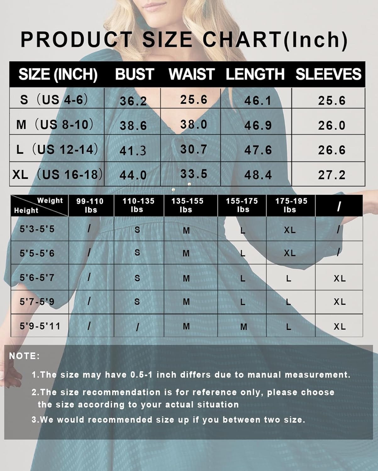 YOVION Women'S 2023 Fall Dress Plaid Puff Long Sleeve Sweetheart V Neck Ruffle Loose Flowy Midi Dresses