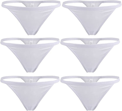 YOYI FASHION Women Cotton Low Rise Soft Breathable T-Back G-String Thong Panties Multi Packs White-6 Packs / X-Small-Small