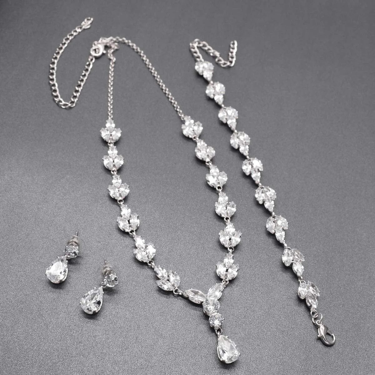 YSOUL CZ Zirconia Necklace Earrings Bracelet Jewelry Sets for Prom Wedding Bridal Bridesmaid
