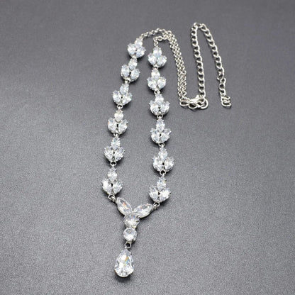 YSOUL CZ Zirconia Necklace Earrings Bracelet Jewelry Sets for Prom Wedding Bridal Bridesmaid