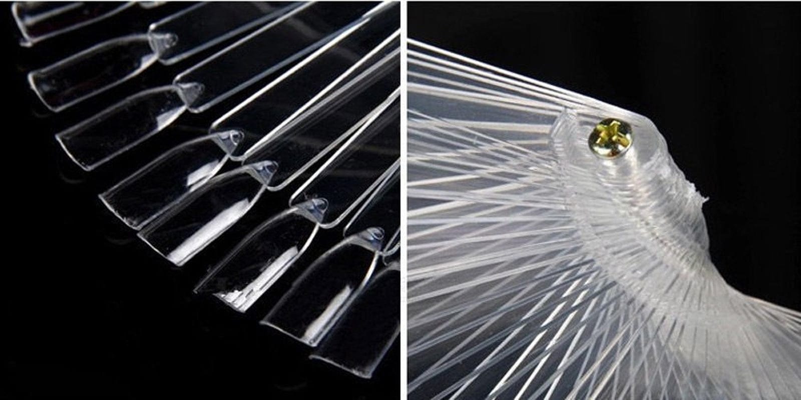 Yueton 2 Set Total 100 Tips Transparent Fan-Shaped Nail Art Tips Display Polish Board Display Practice Sticks Tool with Metal Screw Split Ring Holder Health & Beauty > Personal Care > Cosmetics > Cosmetic Tools > Nail Tools yueton   