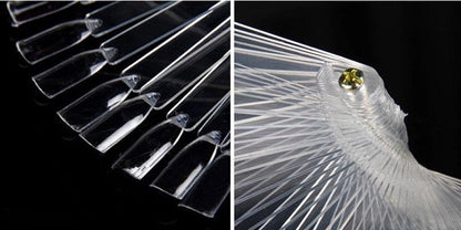 Yueton 2 Set Total 100 Tips Transparent Fan-Shaped Nail Art Tips Display Polish Board Display Practice Sticks Tool with Metal Screw Split Ring Holder Health & Beauty > Personal Care > Cosmetics > Cosmetic Tools > Nail Tools yueton   