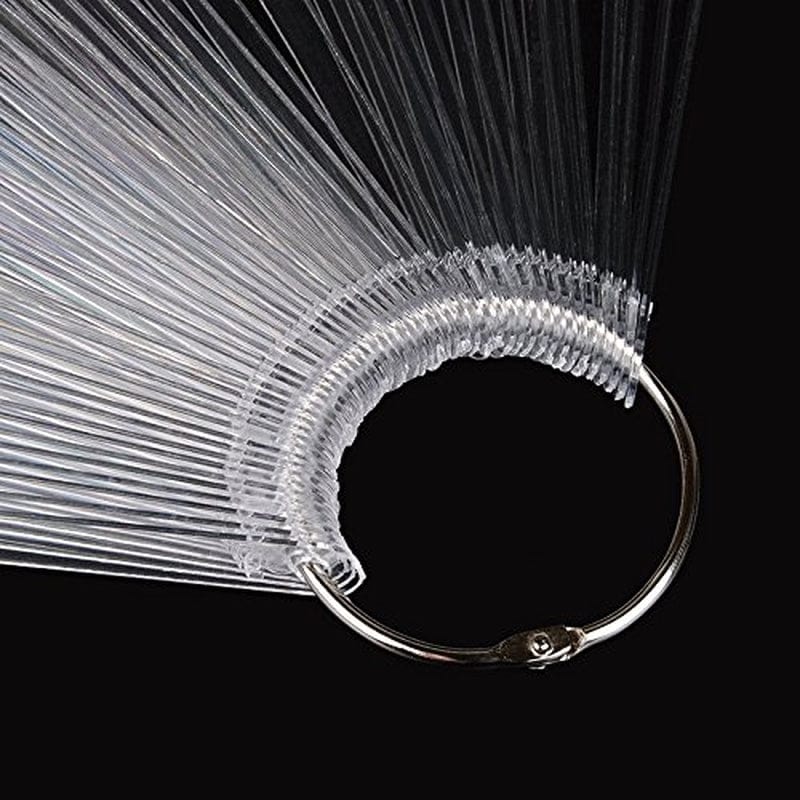 Yueton 2 Set Total 100 Tips Transparent Fan-Shaped Nail Art Tips Display Polish Board Display Practice Sticks Tool with Metal Screw Split Ring Holder Health & Beauty > Personal Care > Cosmetics > Cosmetic Tools > Nail Tools yueton   