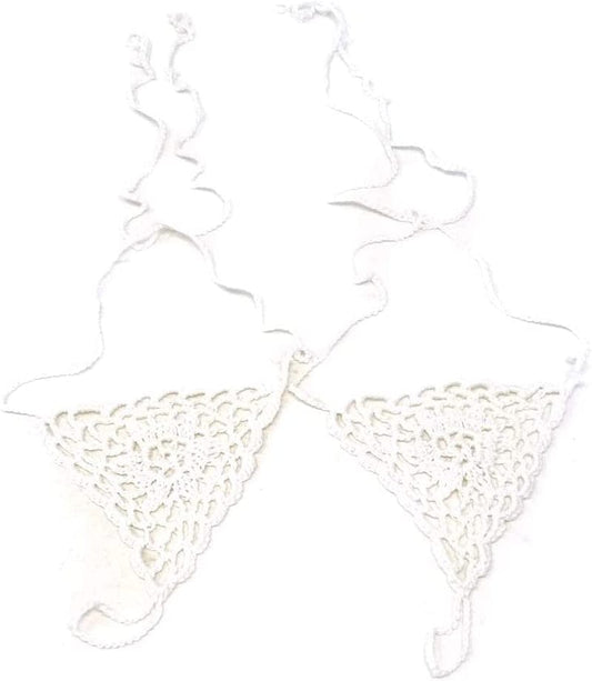 Yueton 2Pcs Crochet Barefoot Sandals, Nude Shoes, Foot Jewelry, Anklet, Bridesmaid Accessory, Yoga Shoes, Beach Pool Wedding Accessory Apparel & Accessories > Jewelry > Anklets yueton White  