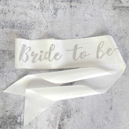 YULIPS Bride to Be Sash - Bachelorette Party Sash Bridal Shower Hen Party Wedding Party Accessories (White&Rhinestone) Apparel & Accessories > Clothing Accessories > Sashes YULIPS   