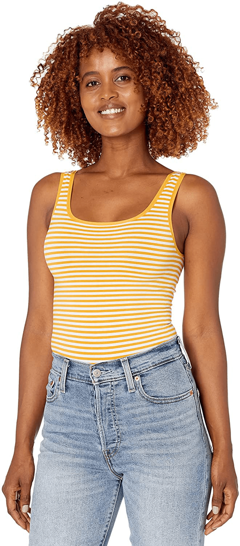 Yummie Women's Ruby Seamless Everyday Shaping Bodysuit Apparel & Accessories > Clothing > Underwear & Socks > Lingerie Yummie Golden Glow/White Stripe Medium-Large 