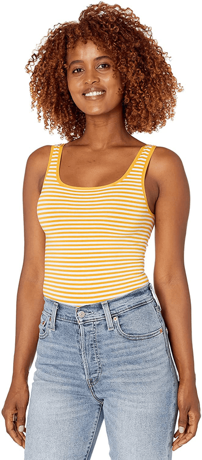Yummie Women's Ruby Seamless Everyday Shaping Bodysuit Apparel & Accessories > Clothing > Underwear & Socks > Lingerie Yummie Golden Glow/White Stripe Medium-Large 