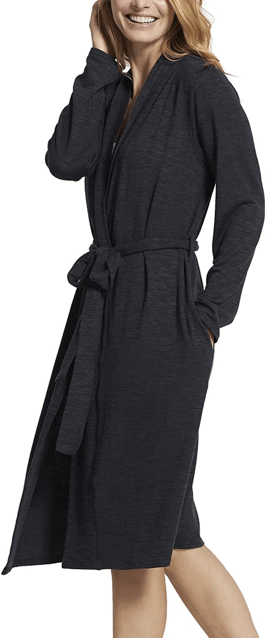 Yummie Womens Slub Knit Midi Lounge Robe Apparel & Accessories > Clothing > Sleepwear & Loungewear > Robes Yummie Black Large 