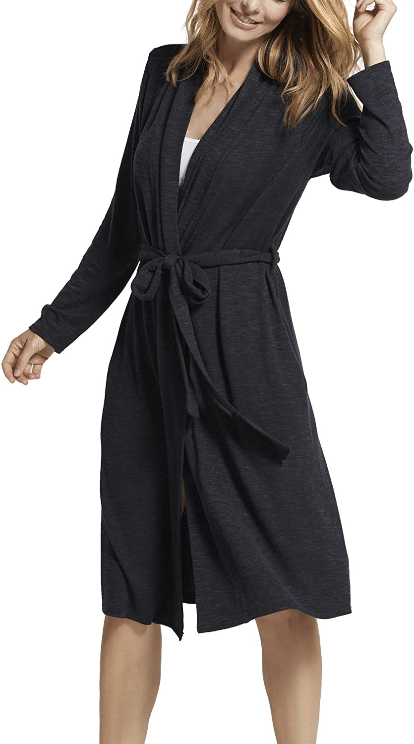 Yummie Womens Slub Knit Midi Lounge Robe Apparel & Accessories > Clothing > Sleepwear & Loungewear > Robes Yummie   