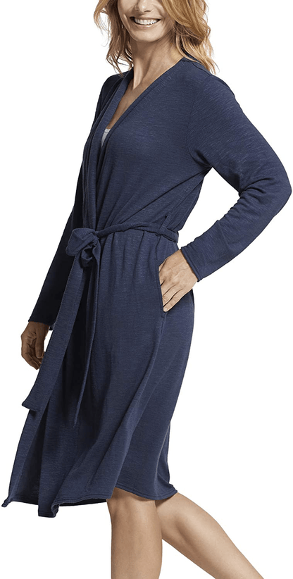 Yummie Womens Slub Knit Midi Lounge Robe Apparel & Accessories > Clothing > Sleepwear & Loungewear > Robes Yummie Mood Indigo Large 