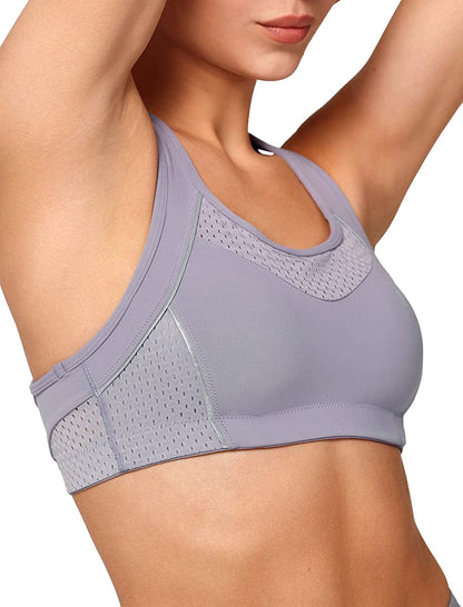 Yvette Racerback Sports Bra - High Impact Workout Gym Activewear Sports Bras for Women Running Yoga Bras Purple / XX-Large