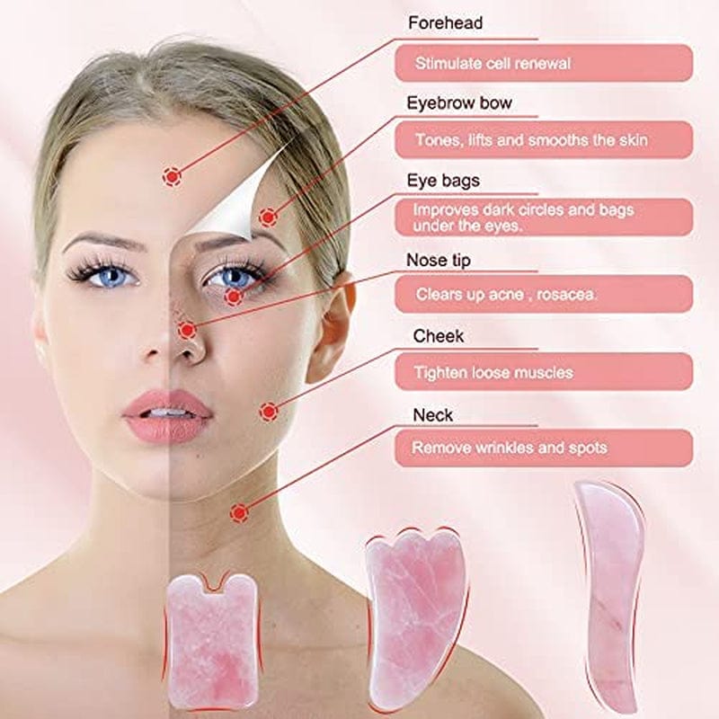 YYZP Gua Sha Facial Tools Amethyst (Scrape off Body Waste and Rejuvenate Skin), Face, Eyes, Neck Scraping of Skin Care Massage(3 Pcs) Health & Beauty > Personal Care > Cosmetics > Cosmetic Tools > Skin Care Tools YYZP   