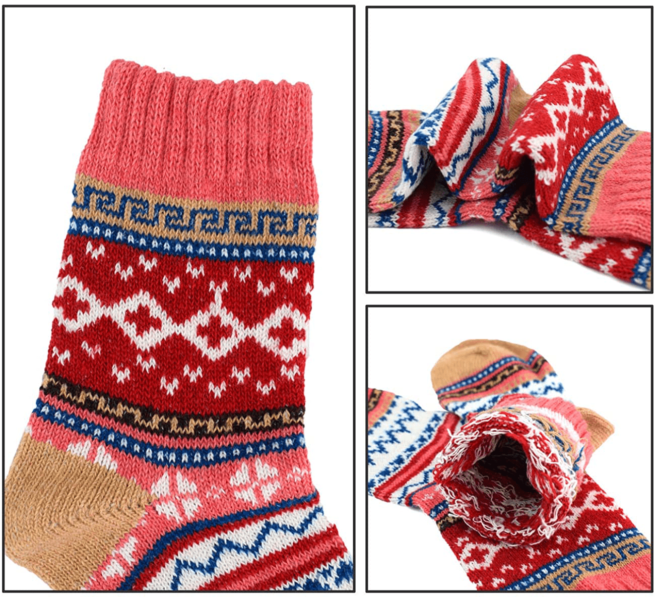 YZKKE 5Pack Womens Vintage Winter Soft Warm Thick Cold Knit Wool Crew Socks, Multicolor, free size Arts & Entertainment > Party & Celebration > Gift Giving YZKKE   