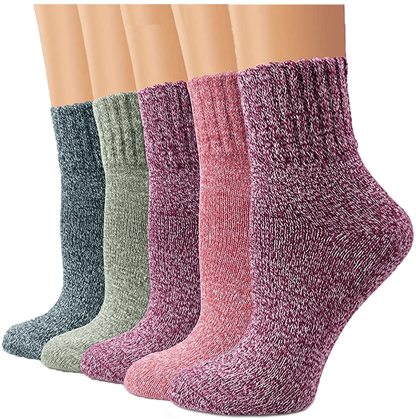 YZKKE 5Pack Womens Vintage Winter Soft Warm Thick Cold Knit Wool Crew Socks, Multicolor, free size Arts & Entertainment > Party & Celebration > Gift Giving YZKKE Q-14  