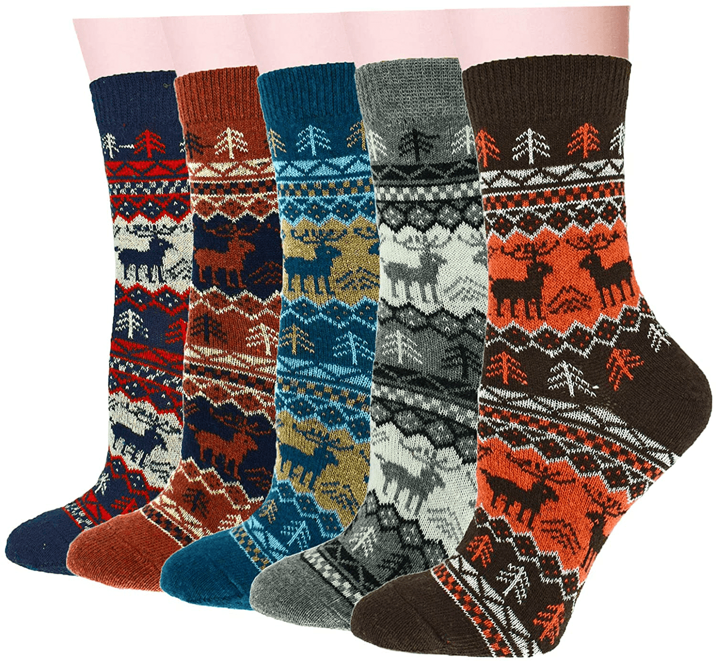 YZKKE 5Pack Womens Vintage Winter Soft Warm Thick Cold Knit Wool Crew Socks, Multicolor, free size Arts & Entertainment > Party & Celebration > Gift Giving YZKKE Q-16  