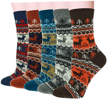 YZKKE 5Pack Womens Vintage Winter Soft Warm Thick Cold Knit Wool Crew Socks, Multicolor, free size Arts & Entertainment > Party & Celebration > Gift Giving YZKKE Q-16  