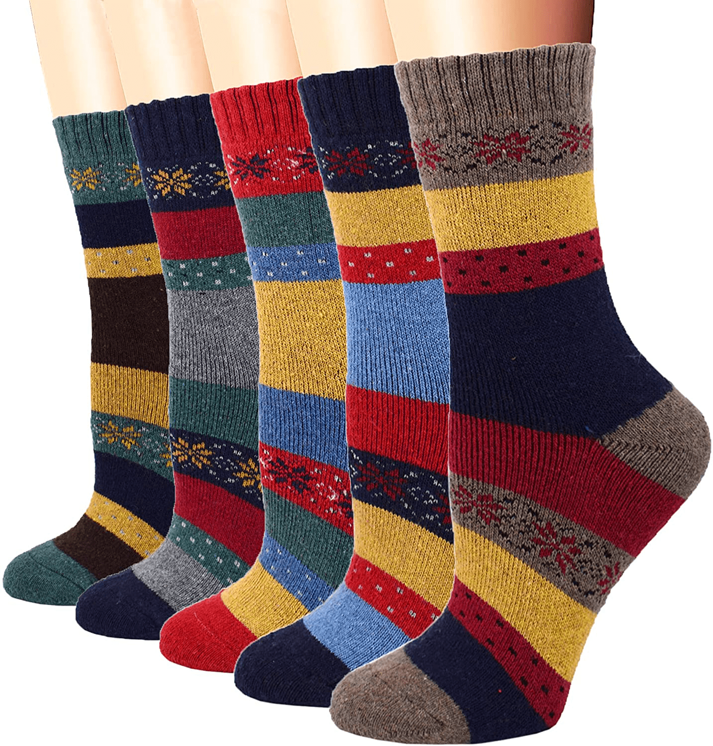 YZKKE 5Pack Womens Vintage Winter Soft Warm Thick Cold Knit Wool Crew Socks, Multicolor, free size Arts & Entertainment > Party & Celebration > Gift Giving YZKKE Q-6  