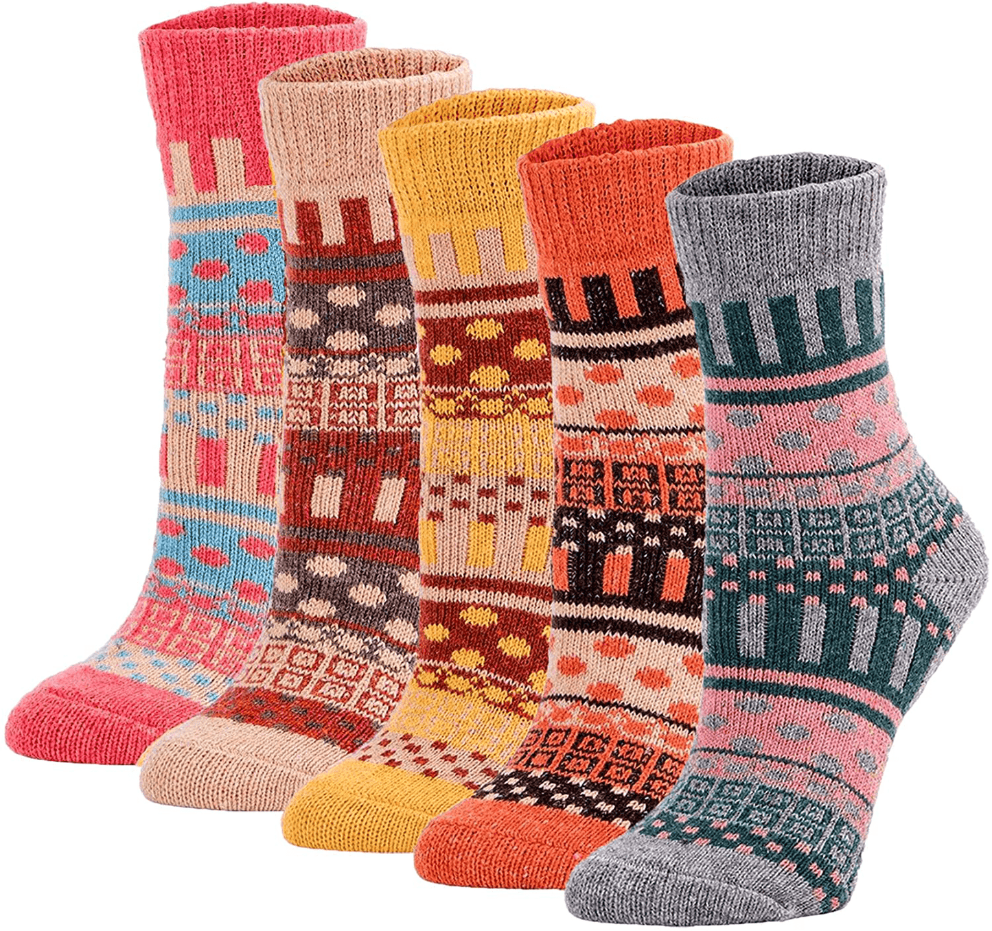 YZKKE 5Pack Womens Vintage Winter Soft Warm Thick Cold Knit Wool Crew Socks, Multicolor, free size Arts & Entertainment > Party & Celebration > Gift Giving YZKKE Q-1  