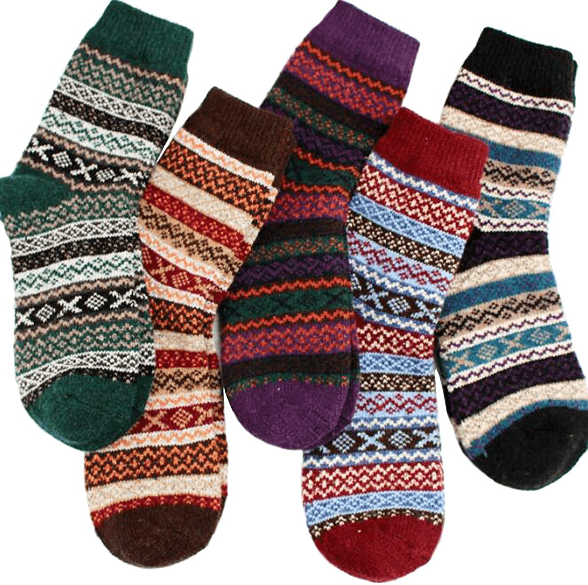 YZKKE 5Pack Womens Vintage Winter Soft Warm Thick Cold Knit Wool Crew Socks, Multicolor, free size Arts & Entertainment > Party & Celebration > Gift Giving YZKKE Q-3  