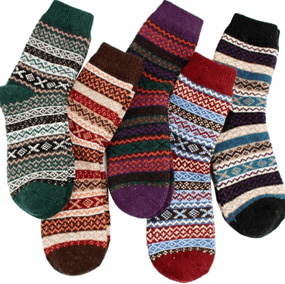 YZKKE 5Pack Womens Vintage Winter Soft Warm Thick Cold Knit Wool Crew Socks, Multicolor, free size Arts & Entertainment > Party & Celebration > Gift Giving YZKKE Q-3  