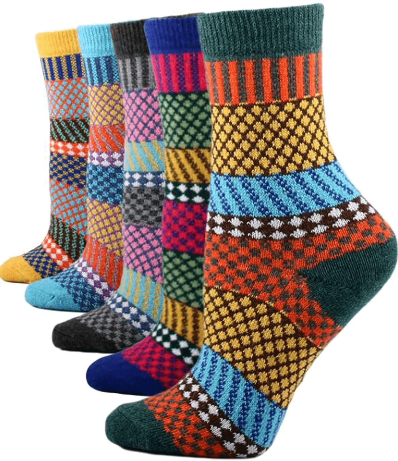 YZKKE 5Pack Womens Vintage Winter Soft Warm Thick Cold Knit Wool Crew Socks, Multicolor, free size Arts & Entertainment > Party & Celebration > Gift Giving YZKKE Q-10  