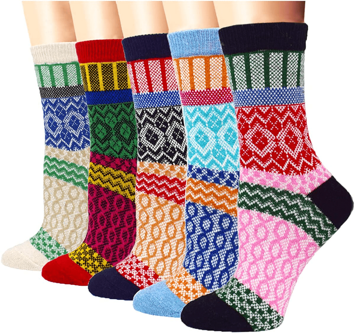 YZKKE 5Pack Womens Vintage Winter Soft Warm Thick Cold Knit Wool Crew Socks, Multicolor, free size Arts & Entertainment > Party & Celebration > Gift Giving YZKKE Q-8  