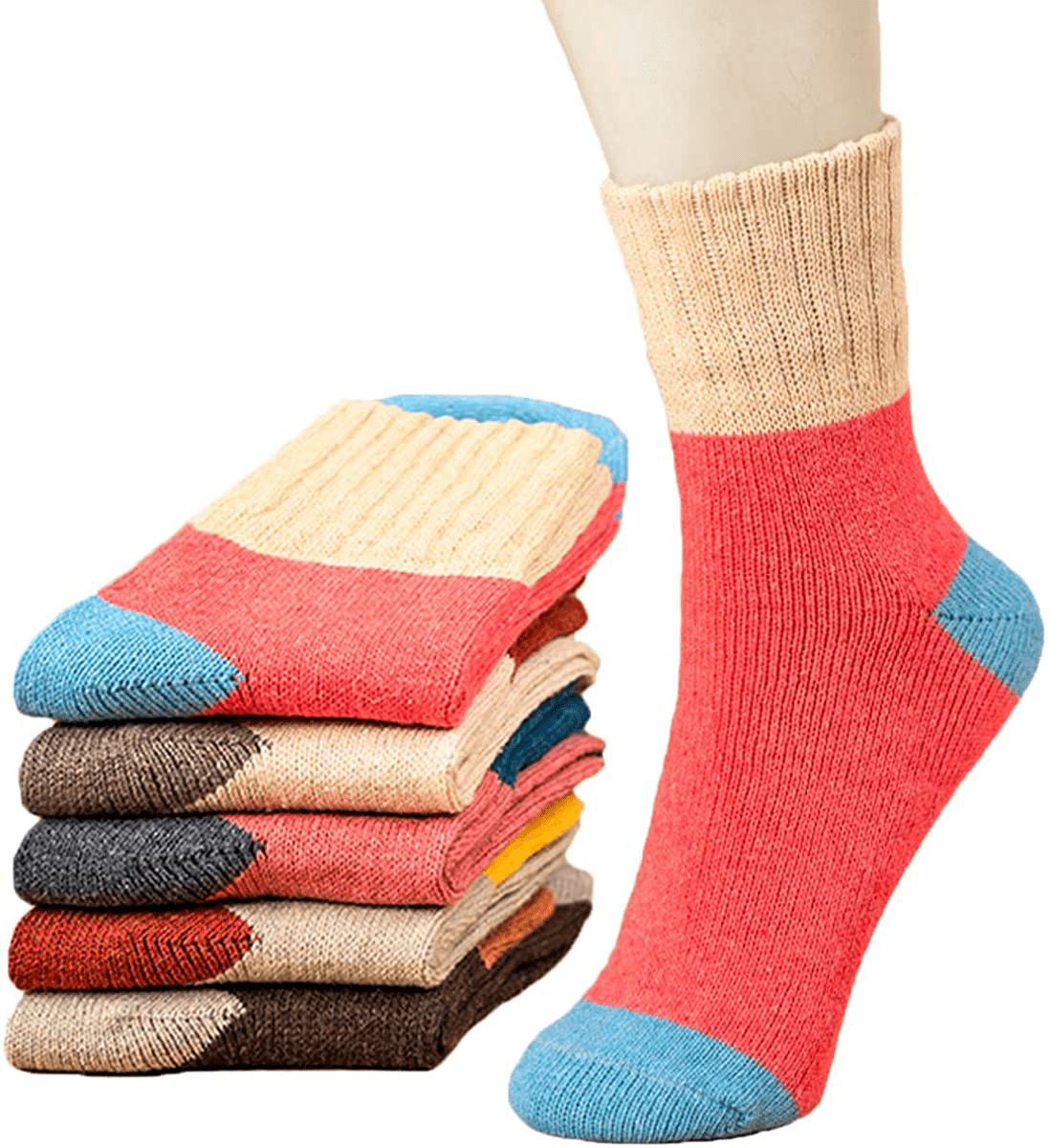 YZKKE 5Pack Womens Vintage Winter Soft Warm Thick Cold Knit Wool Crew Socks, Multicolor, free size Arts & Entertainment > Party & Celebration > Gift Giving YZKKE Q-12  