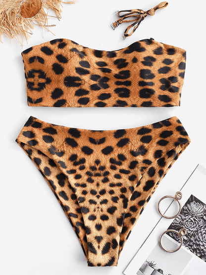 ZAFUL Bikini Removable Straps Bandeau Two Piece Bathing Suits for Women Apparel & Accessories > Clothing > Swimwear ZAFUL   