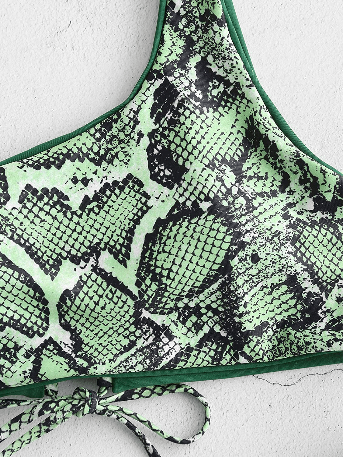 ZAFUL Bikini Snakeskin One Shoulder Reversible Bathing Suit Padded Lace Up 2 Piece Swimsuits for Women Apparel & Accessories > Clothing > Swimwear ZAFUL   