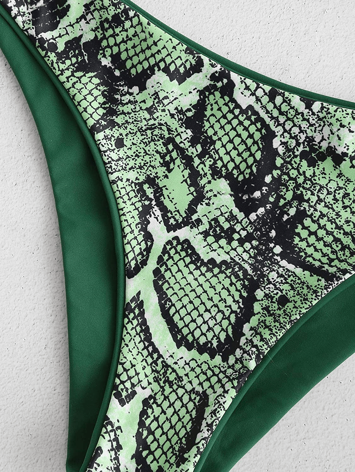ZAFUL Bikini Snakeskin One Shoulder Reversible Bathing Suit Padded Lace Up 2 Piece Swimsuits for Women Apparel & Accessories > Clothing > Swimwear ZAFUL   