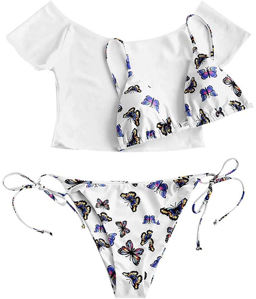 ZAFUL Swimsuits for Women Tie String Triangle Bikini Set Polka Dot Two Piece Bathing Suits  Kylie Max   