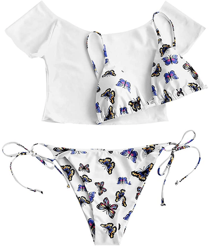 ZAFUL Swimsuits for Women Tie String Triangle Bikini Set Polka Dot Two Piece Bathing Suits  Kylie Max   
