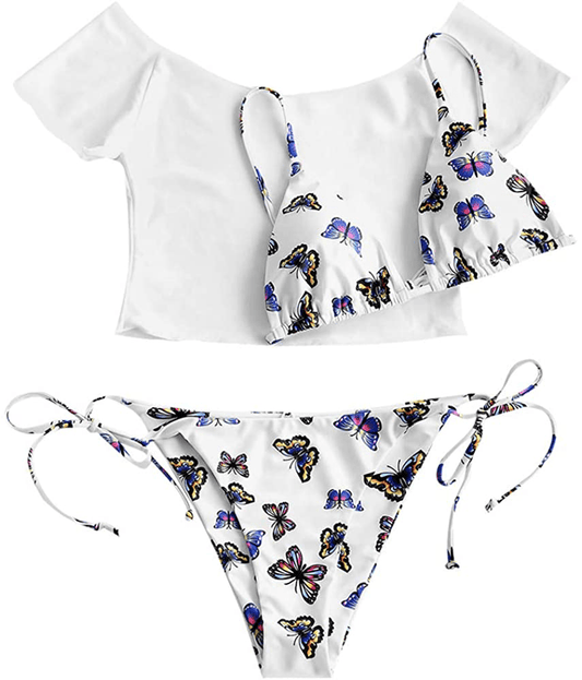 ZAFUL Swimsuits for Women Tie String Triangle Bikini Set Polka Dot Two Piece Bathing Suits  Kylie Max   