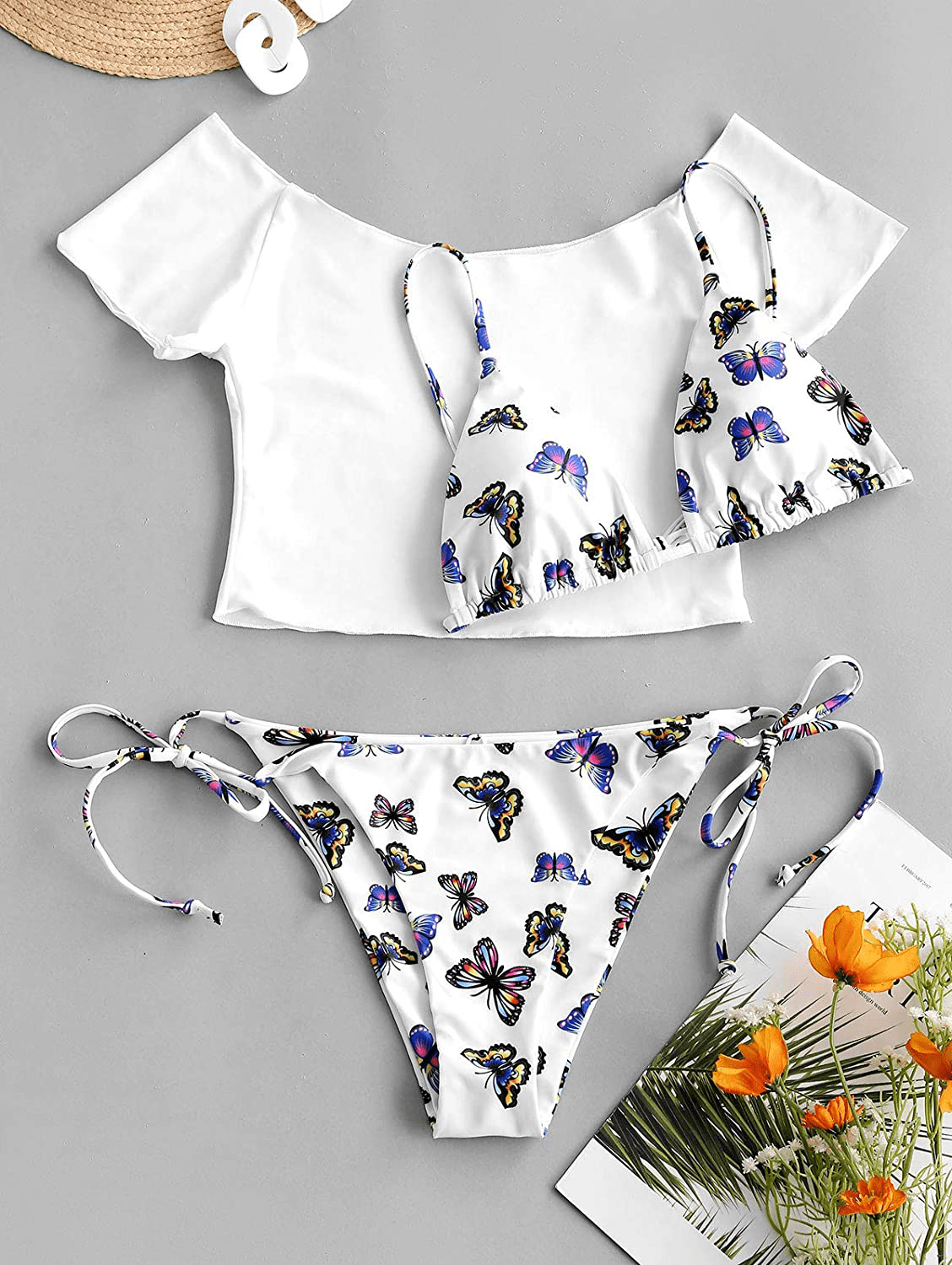 ZAFUL Swimsuits for Women Tie String Triangle Bikini Set Polka Dot Two Piece Bathing Suits  Kylie Max   