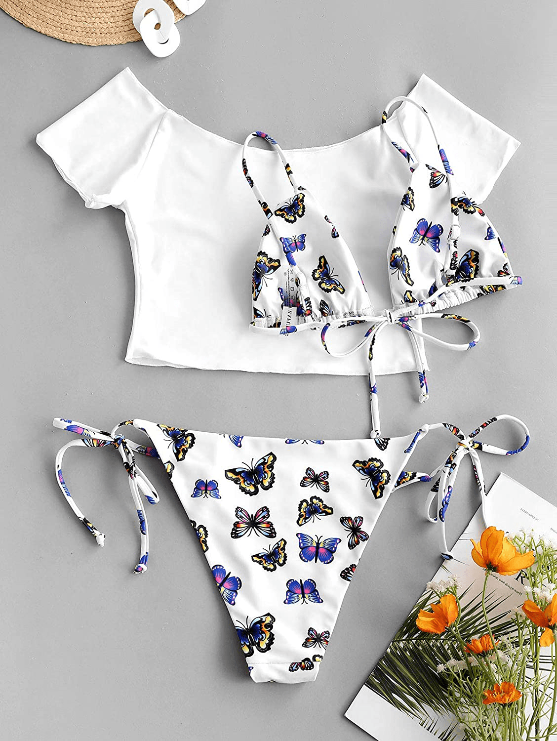 ZAFUL Swimsuits for Women Tie String Triangle Bikini Set Polka Dot Two Piece Bathing Suits  Kylie Max   