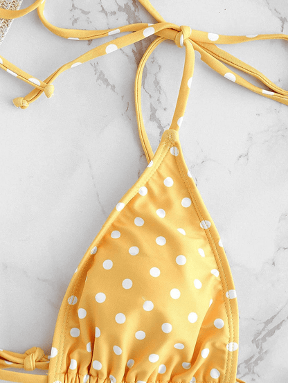 ZAFUL Swimsuits for Women Tie String Triangle Bikini Set Polka Dot Two Piece Bathing Suits  Kylie Max   