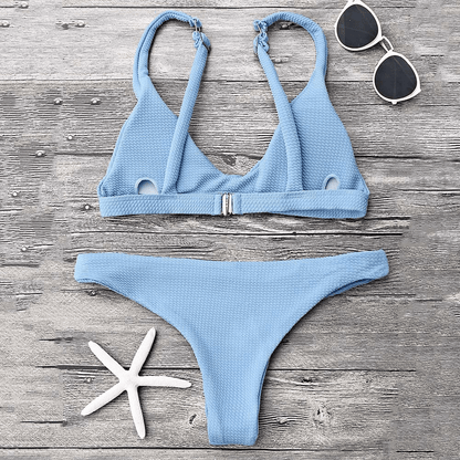 ZAFUL Women Padded Scoop Neck 2 Pieces Push Up Swimsuit Revealing Thong Bikinis V Bottom Style Brazilian Bottom Bra Sets Apparel & Accessories > Clothing > Swimwear ZAFUL   