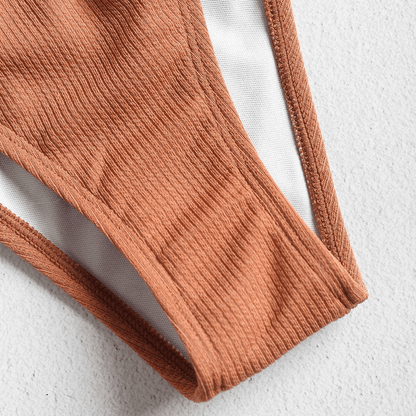 ZAFUL Women Ribbed Square Collar Bikini Swimwear with Removable Padded Apparel & Accessories > Clothing > Swimwear ZAFUL   