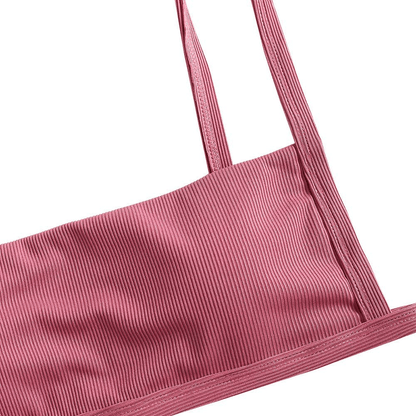 ZAFUL Women Ribbed Square Collar Bikini Swimwear with Removable Padded Apparel & Accessories > Clothing > Swimwear ZAFUL   