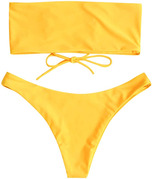 ZAFUL Women'S Back Lace-Up Bandeau Bikini Set  Kylie Max   