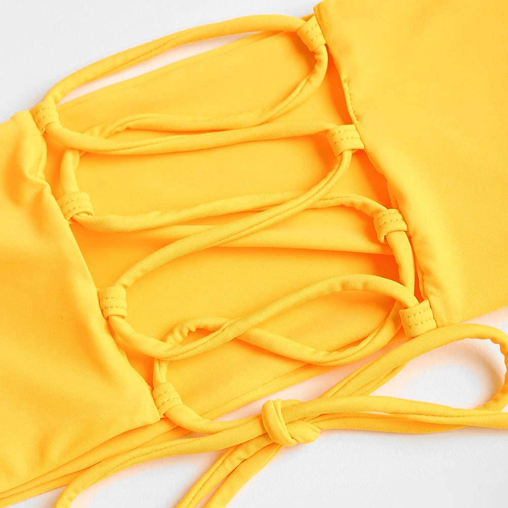 ZAFUL Women'S Back Lace-Up Bandeau Bikini Set  Kylie Max   