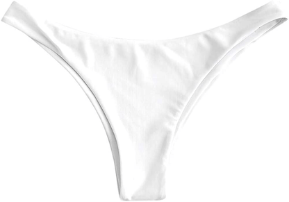 ZAFUL Women’s Floral Print Push-up V-Wire Lettuce Bikini Set High Cut Spaghetti Straps Underwire Padded Swimsuit Apparel & Accessories > Clothing > Swimwear ZAFUL White-bottom Large 