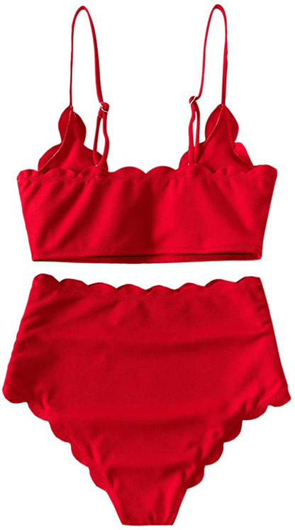 ZAFUL Women's High Waisted Wide Strap Adjustable Back Lace-up Bikini Set Swimsuit Apparel & Accessories > Clothing > Swimwear ZAFUL   