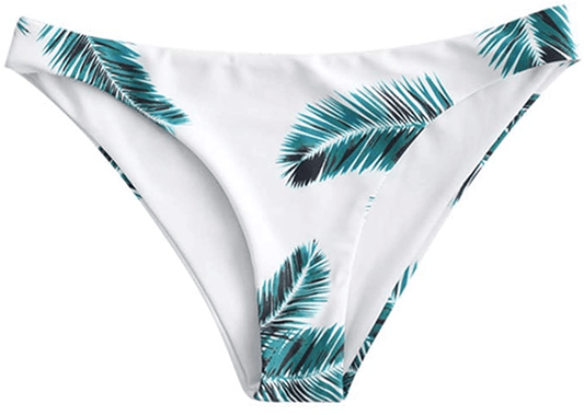 ZAFUL Women's Leaf Print Bathing Suits Adjustable Straps Bikini Set Apparel & Accessories > Clothing > Swimwear ZAFUL Bottom Only - White a Small 